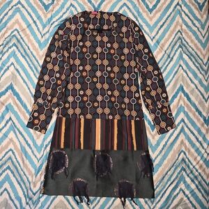 Save The Queen Multicolored Sheath Dress Long Sleeve Casual